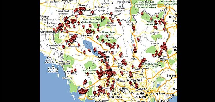 Map of human rights violations occurring throughout Cambodia featured on Sithi.org