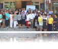 Vice Rector of Talas State University Melis Turgunbaev (center), USAID CGP Deputy Chief of Party Ruslan Moldokasymov (to the right), Gulaina Syidanova-Mavigoz, Director of the Association of NPM Educators (to the left), faculty and students, representatives of the Education Board, state administrative bodies of Talas oblast, representatives of EWMI’s Collaborative Governance Program, and civil society organizations participate in the inauguration ceremony.