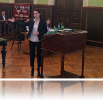 "Attorney" representing Akaki Tsereteli University questions witness in final round of competition.