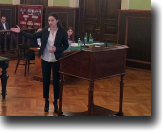 "Attorney" representing Akaki Tsereteli University questions witness in final round of competition.