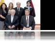 EWMI’s Home Office Rule of Law team Chuck Costello and Mark Dietrich (front row) meeting with USAID representative Lucrecia Tola, EWMI SEJP Director Patricia Esquetini, President of the Judicial Council Dr. Benjamin Cevallos, and legal translator Maria Lo